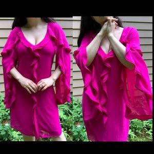 💖 NWOT magenta dress with flutter sleeves 💖